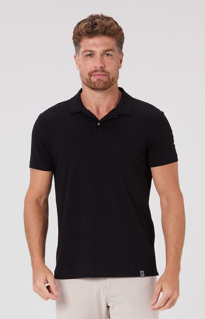 Camisa Polo Regular Fit Algodão Pima - Preta