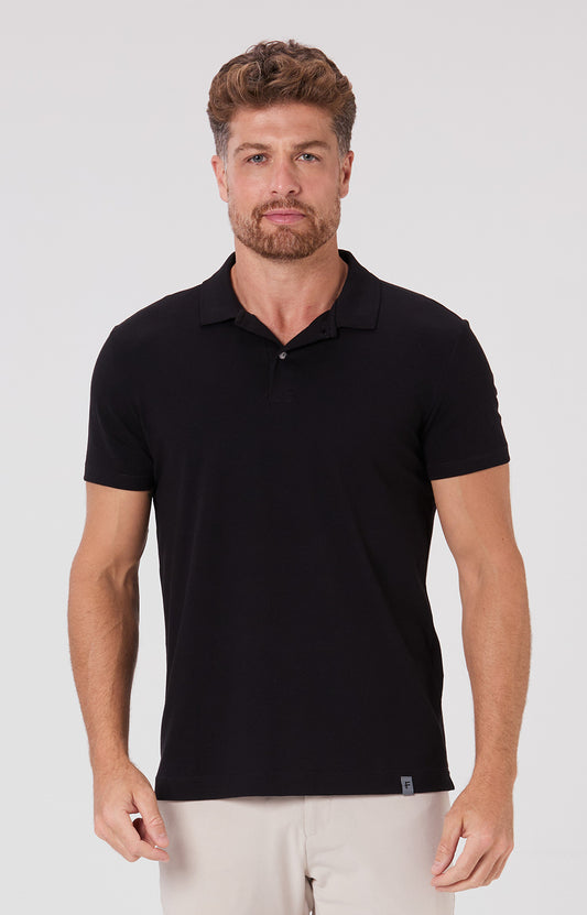 Camisa Polo Regular Fit Algodão Pima - Preta