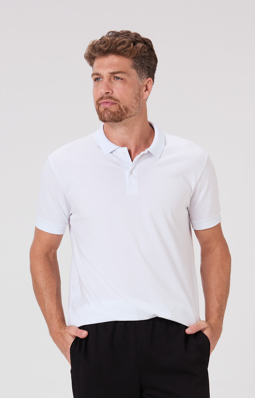 Camisa Polo Piquet Algodão Pima - Branca