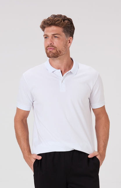 Camisa Polo Piquet Algodão Pima - Branca