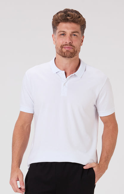 Camisa Polo Piquet Algodão Pima - Branca