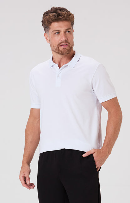 Camisa Polo Piquet Algodão Pima - Branca