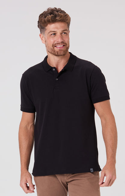 Camisa Polo Piquet Algodão Pima - Preta
