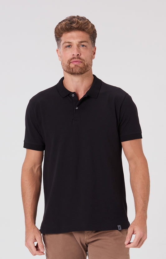Camisa Polo Piquet Algodão Pima - Preta